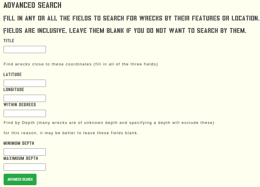 Wreck Advanced Search